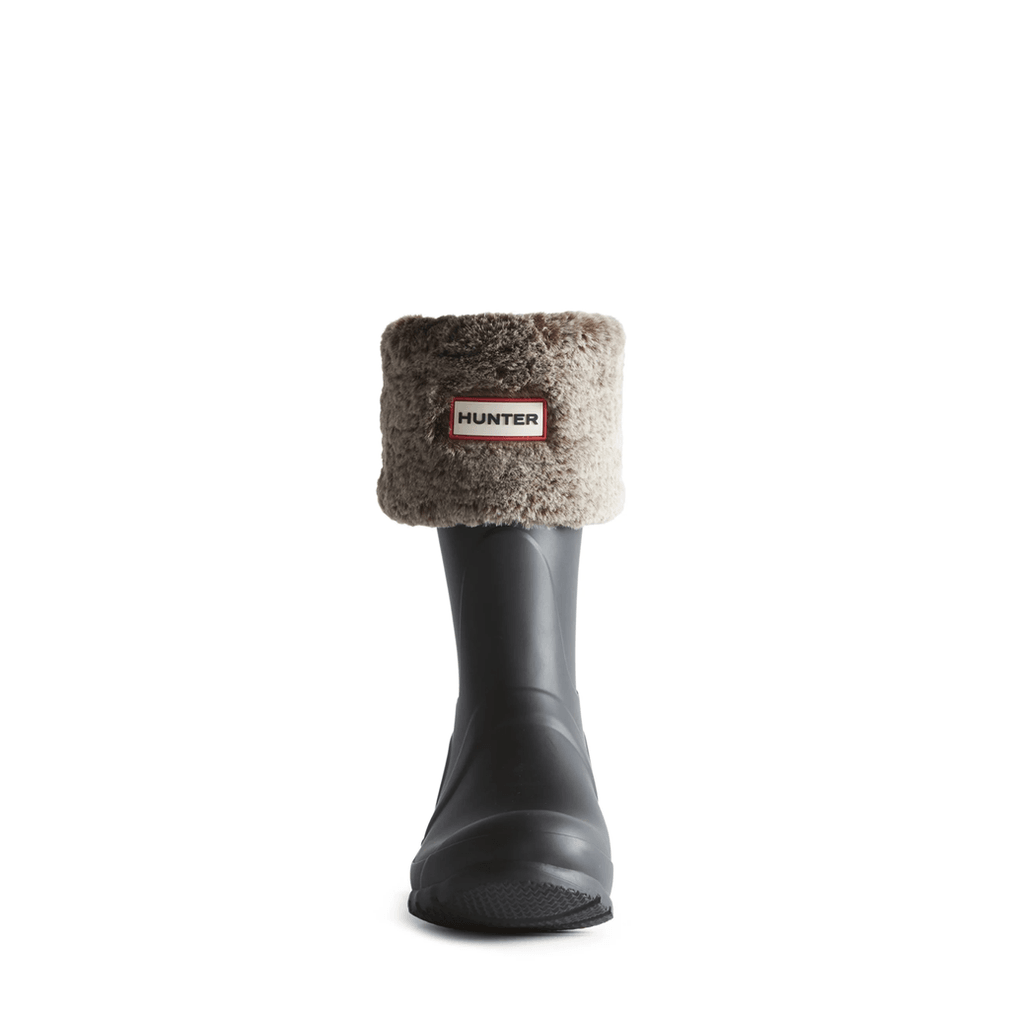Hunter Unisex Faux Fur Short Boot Sock Beige