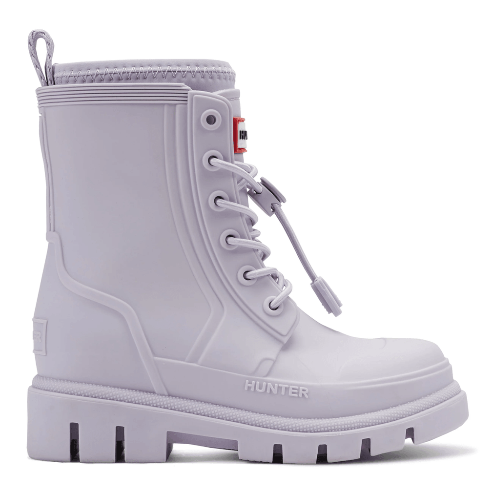Hunter Kleine Kinderen Stamp Vetersluiting Waterdichte Enkel Laarzen Licht Paars