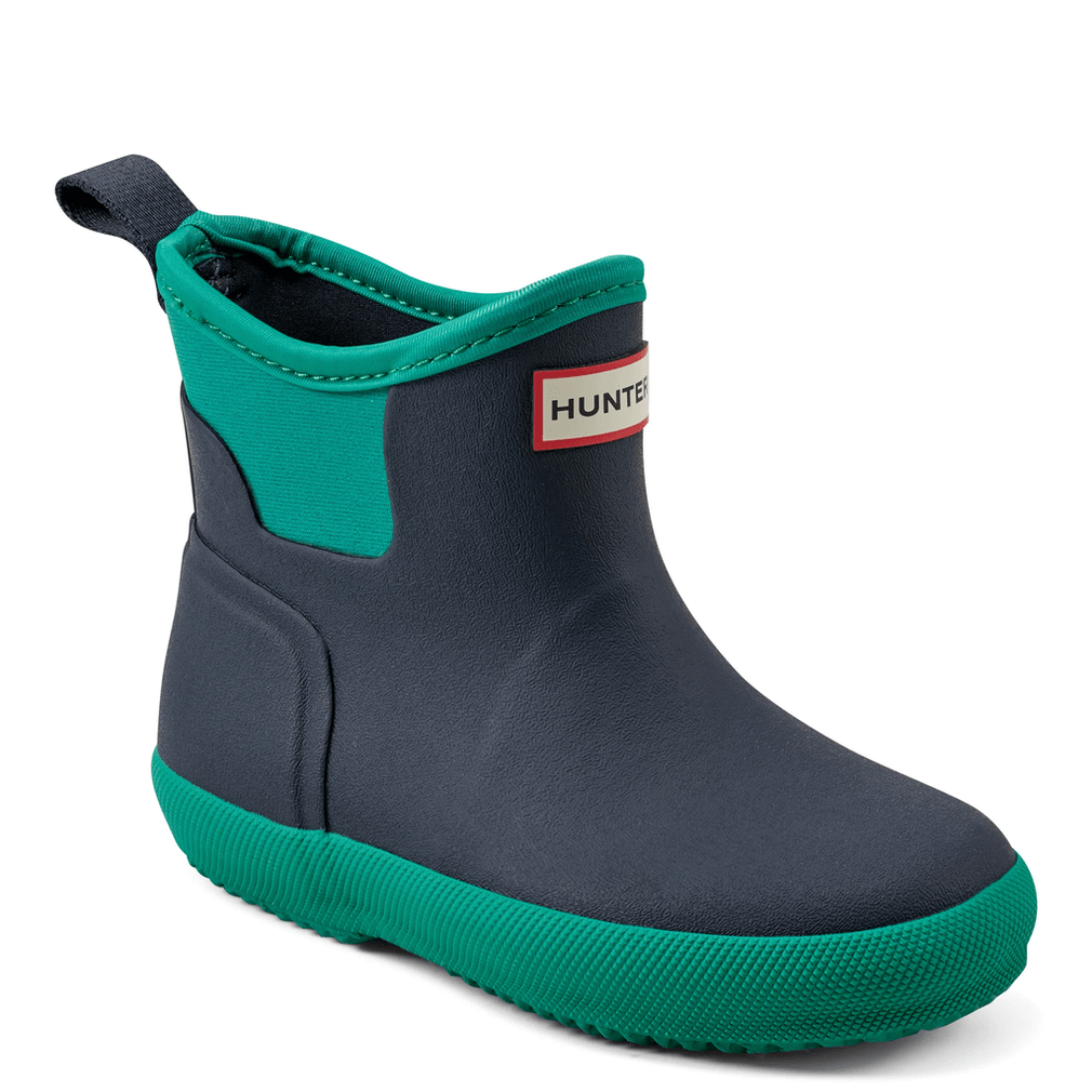 Hunter Little Kids Finley Aantrekbare Waterdichte Regenlaarzen Navy/groen