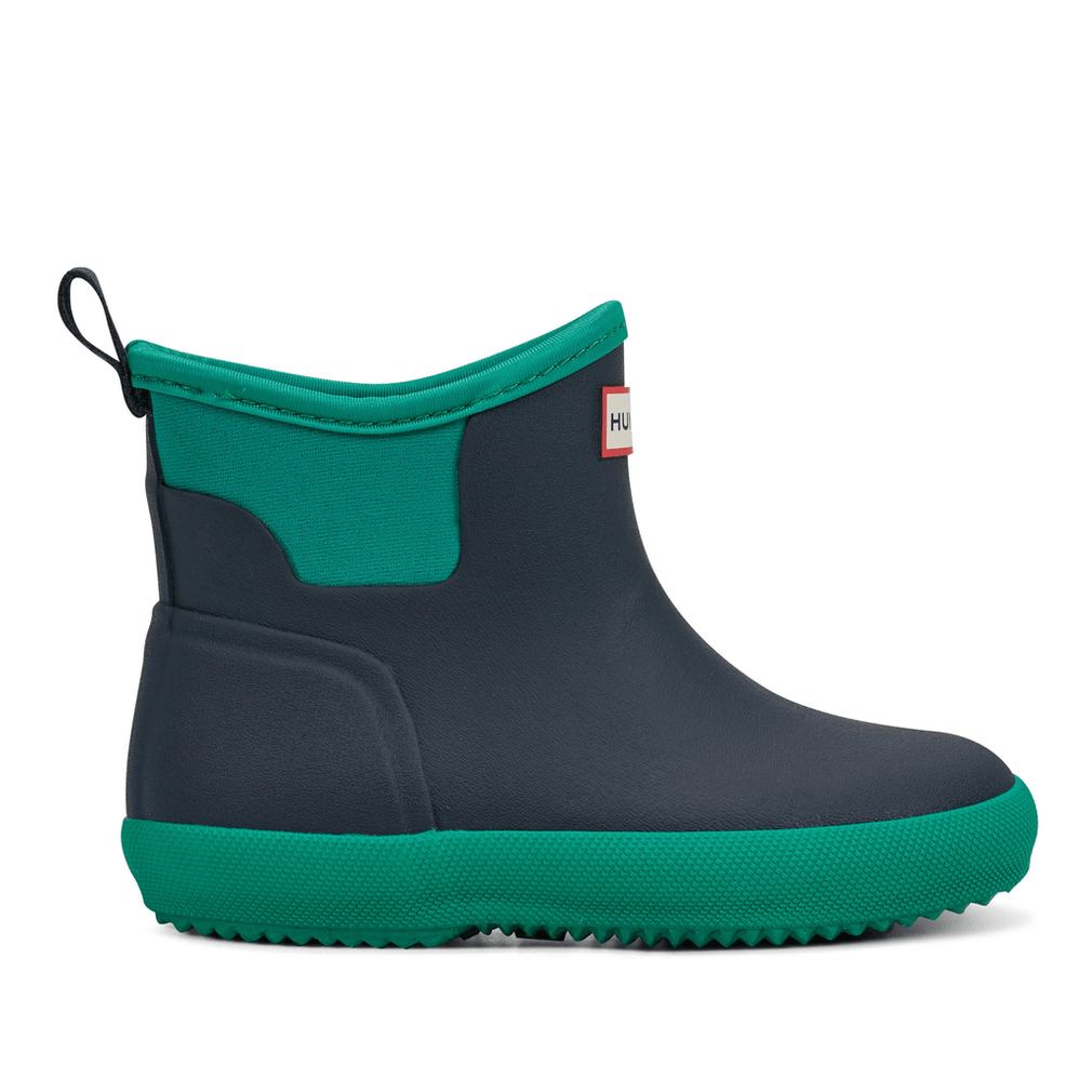 Hunter Little Kids Finley Aantrekbare Waterdichte Regenlaarzen Navy/groen