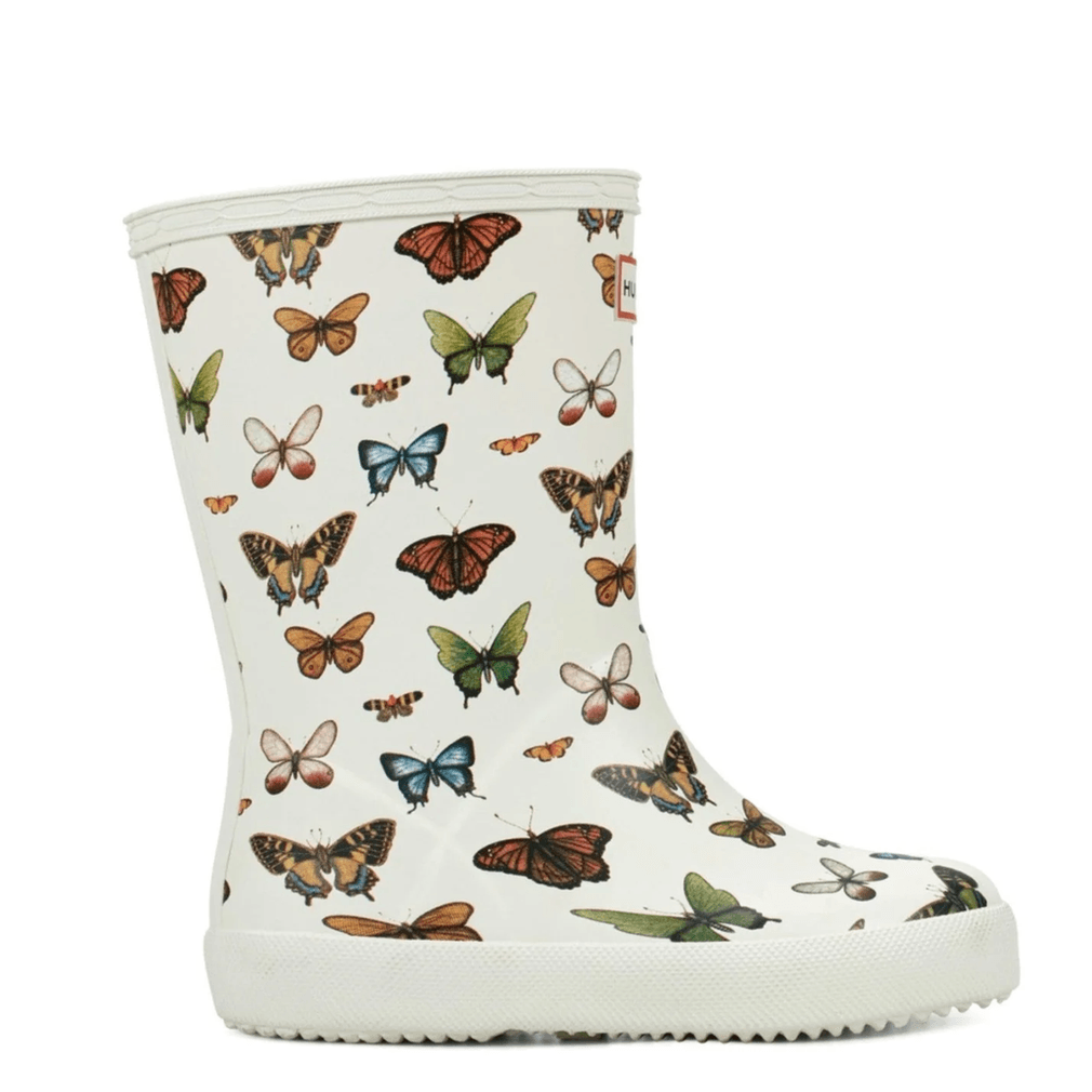 Hunter Kids First Classic Rain Boots Ivory Butterfly