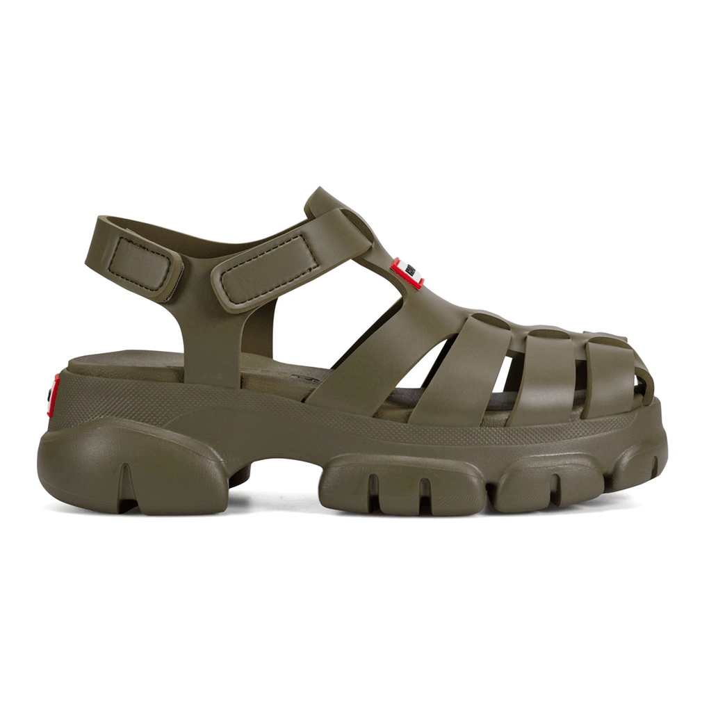 Hunter Belah Sandalen Voor Dames Met Gesloten Teen, Casual, Donkergroen